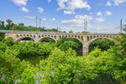 View of bridge over river